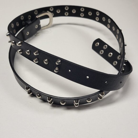 WOMENS Black Studded Belt - Picture 1 of 11